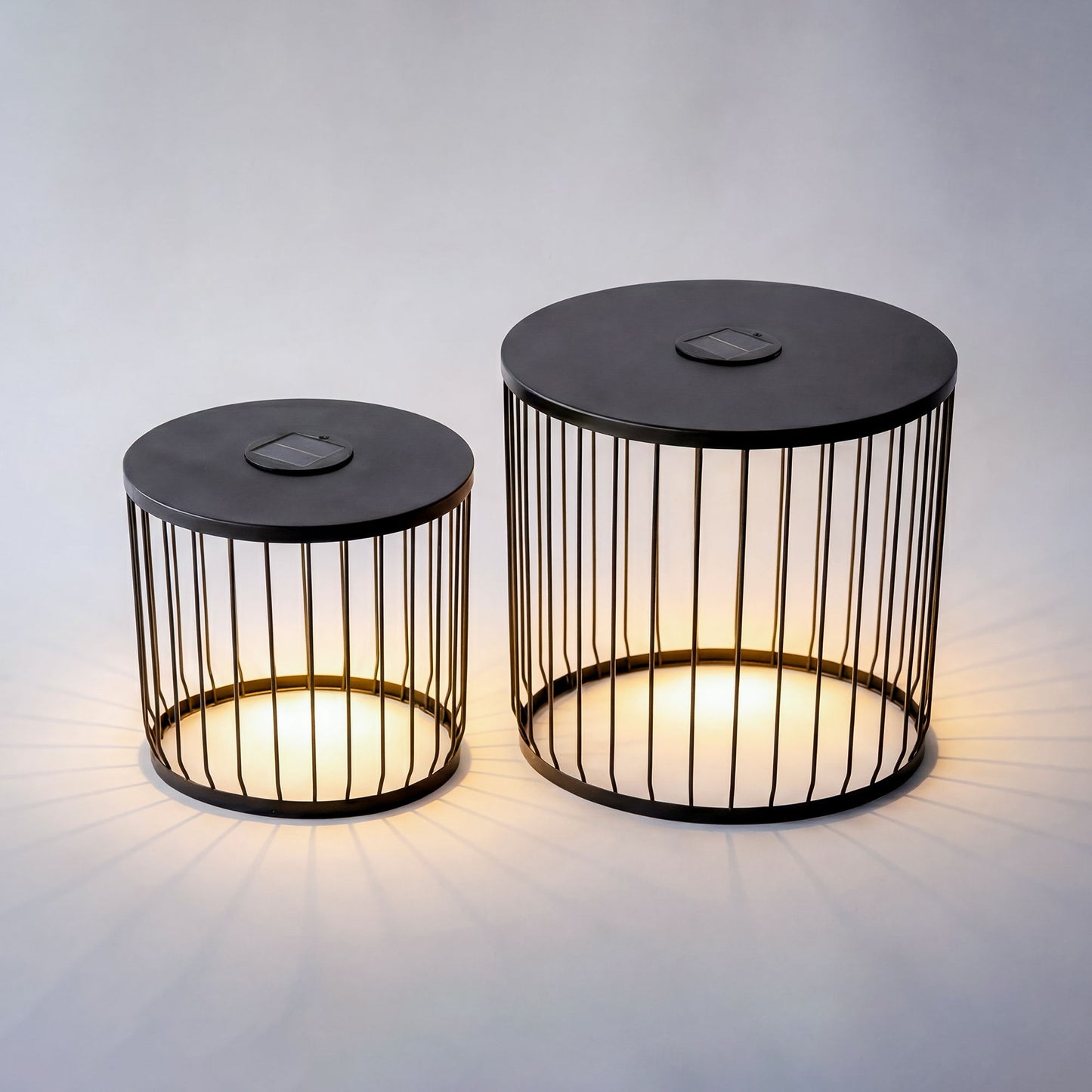 Solar Powered Nesting Side Table Set - Black