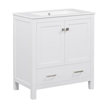 Bathroom Vanity With Single Sink, Combo Cabinet Undermount Sink, Bathroom Storage Cabinet With Two Doors And A Drawer, Soft Closing, Multifunctional Storage, Solid Wood Frame