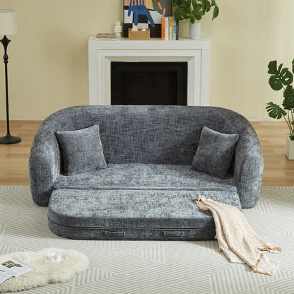 Curved Convertible Sofa, 2 In 1 Fold Out Bed With Pull Out Base And Deep Seat