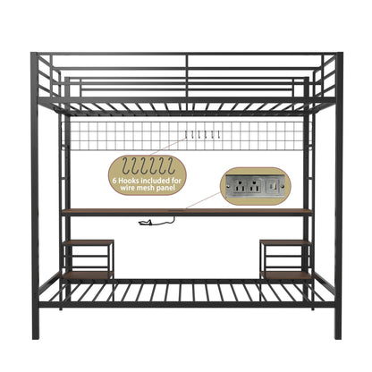 Ethan - Bunk Bed With Desk, Charging Station, Storage Shelves