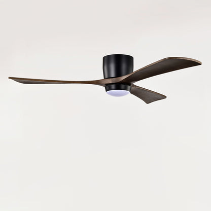 Flush Mount Blades Ceiling Fan With Lights Remote Control, Quiet DC Motor, 6 Speed, Reversible Ceiling Fan For Living Room - Matte Black