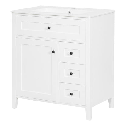 Bathroom Vanity With Sink, 3 Drawers And Adjustable Shelf