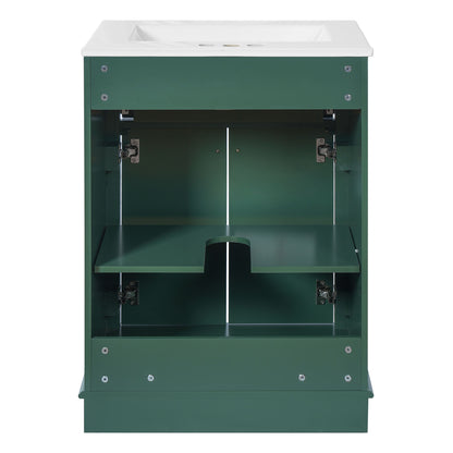 Bathroom Vanity With Integrated Sink, 2 Door Cabinet With Tip Out Drawer, Rectangular Design