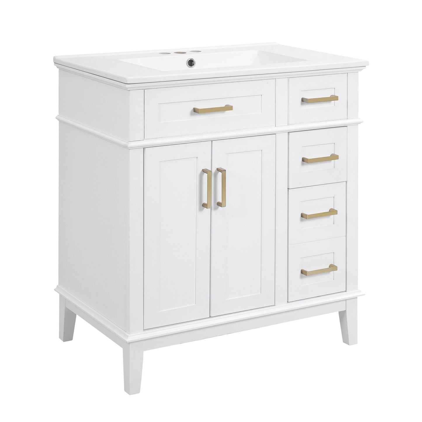 Modern Bathroom Vanity With Ceramic Sink, Soft Close Storage Cabinet