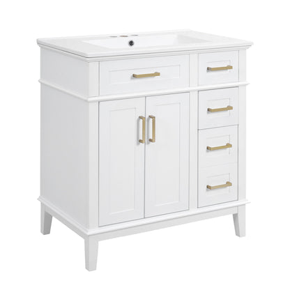 Modern Bathroom Vanity With Ceramic Sink, Soft Close Storage Cabinet