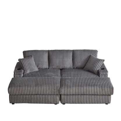 3 Seater Sofa With 2 Ottomans For Living Room