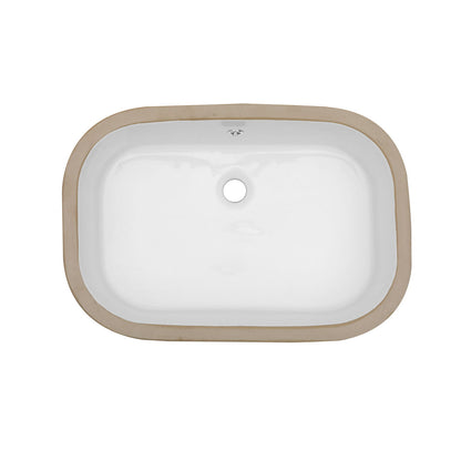 Undermount Bathroom Sink 22" X 15.25" With Overflow Sleek, High Temperature Fired, Stain Resistant, Smooth Polished Surface - White