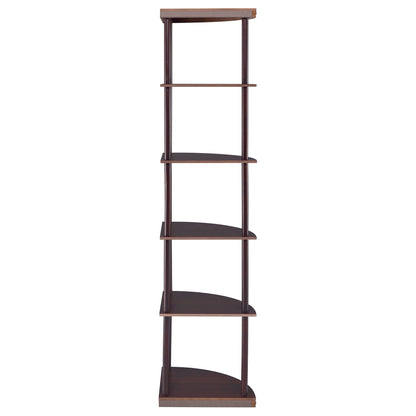 Corner Bookcase With 5 Shelves, Compact Design For Living Room - Cappuccino