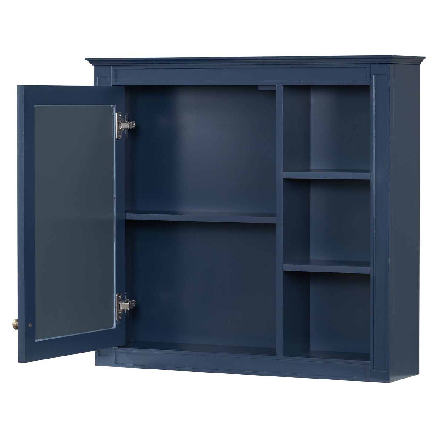 Bathroom Vanity With Top Sink, 2 Doors And 3 Drawers, Freestanding Set With Mirror Cabinet