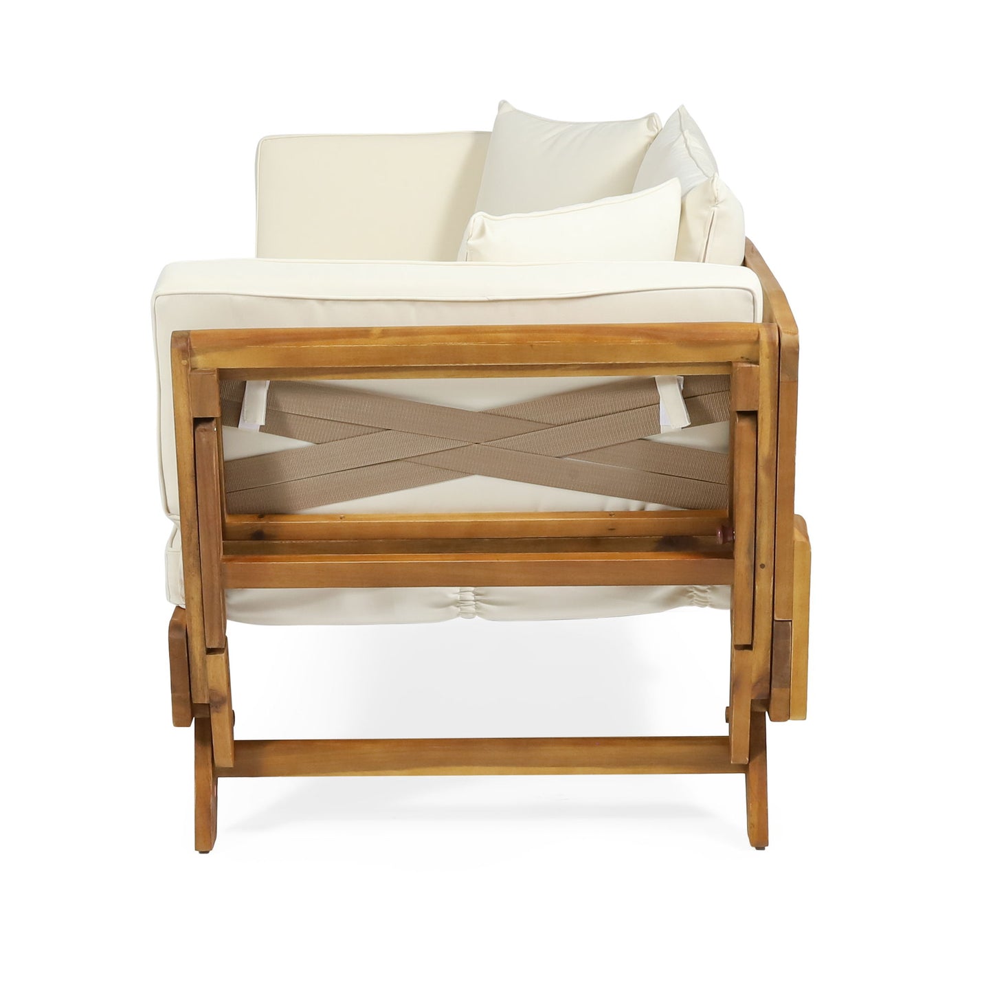 Outdoor Acacia Wood Expandable Daybed With Cushions