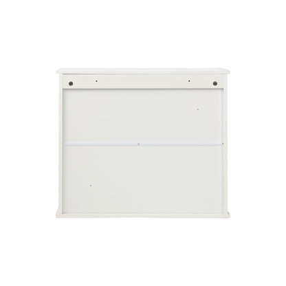 Louvered Double Door Wall Mounted Bathroom Cabinet - White