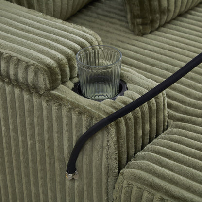 Modern Chaise Sofa With Adjustable Backrest, Cup Holders, Phone Holder & Storage Compartments For Living Room