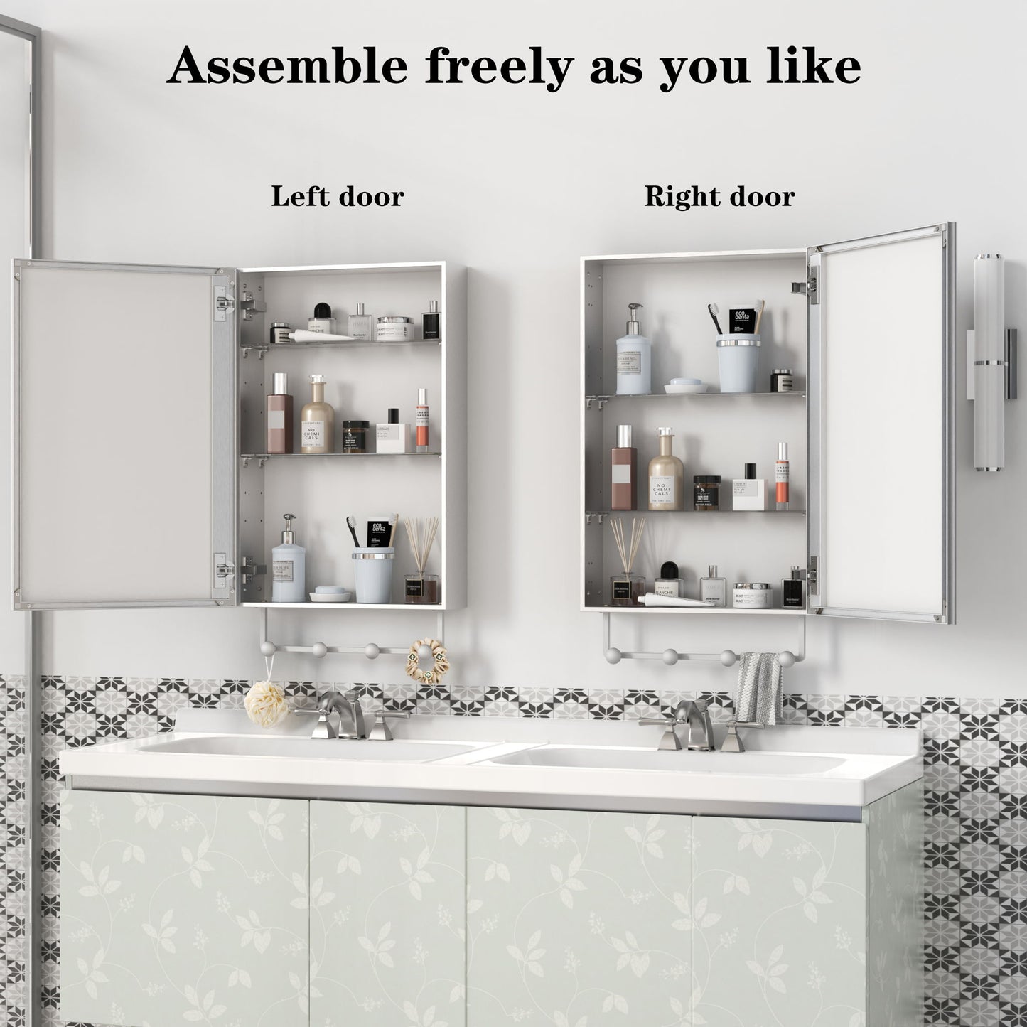 Medicine Cabinet, Wall Mounted Bathroom Mirror With Storage, Adjustable Shelves - Silver