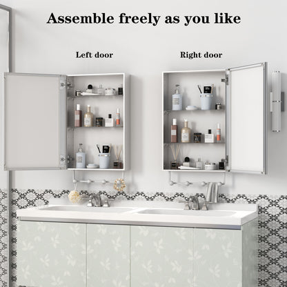 Medicine Cabinet, Wall Mounted Bathroom Mirror With Storage, Adjustable Shelves - Silver