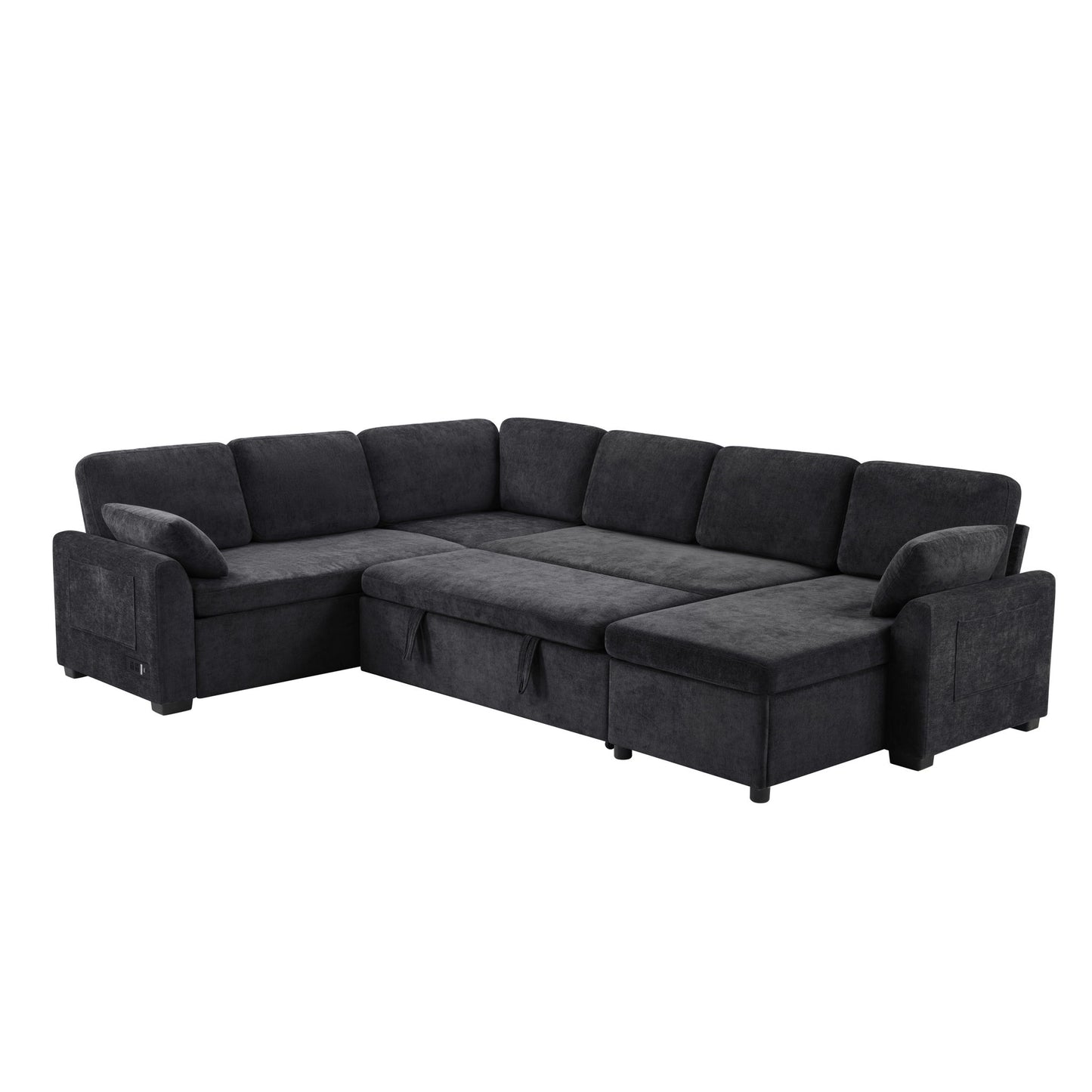 Convertible U-Shaped Sectional Sofa Bed With Reversible Chaise