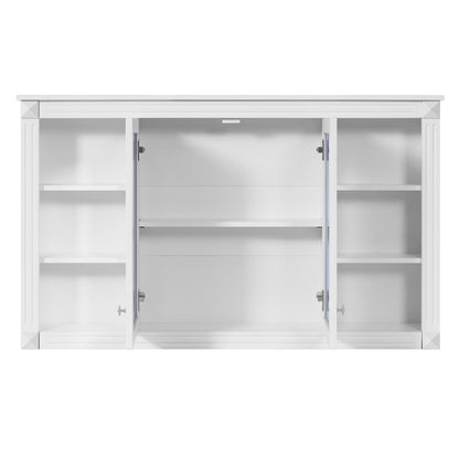 Wall-Mounted Mirror Cabinet With Adjustable Shelf And Open Shelves