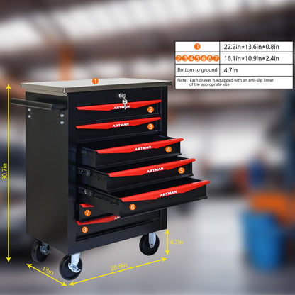 Drawer Multifunctional Tool Cart With Wheels For Garage