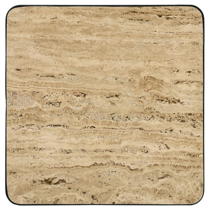 Travertine Accent Table Geometric Design - Brown