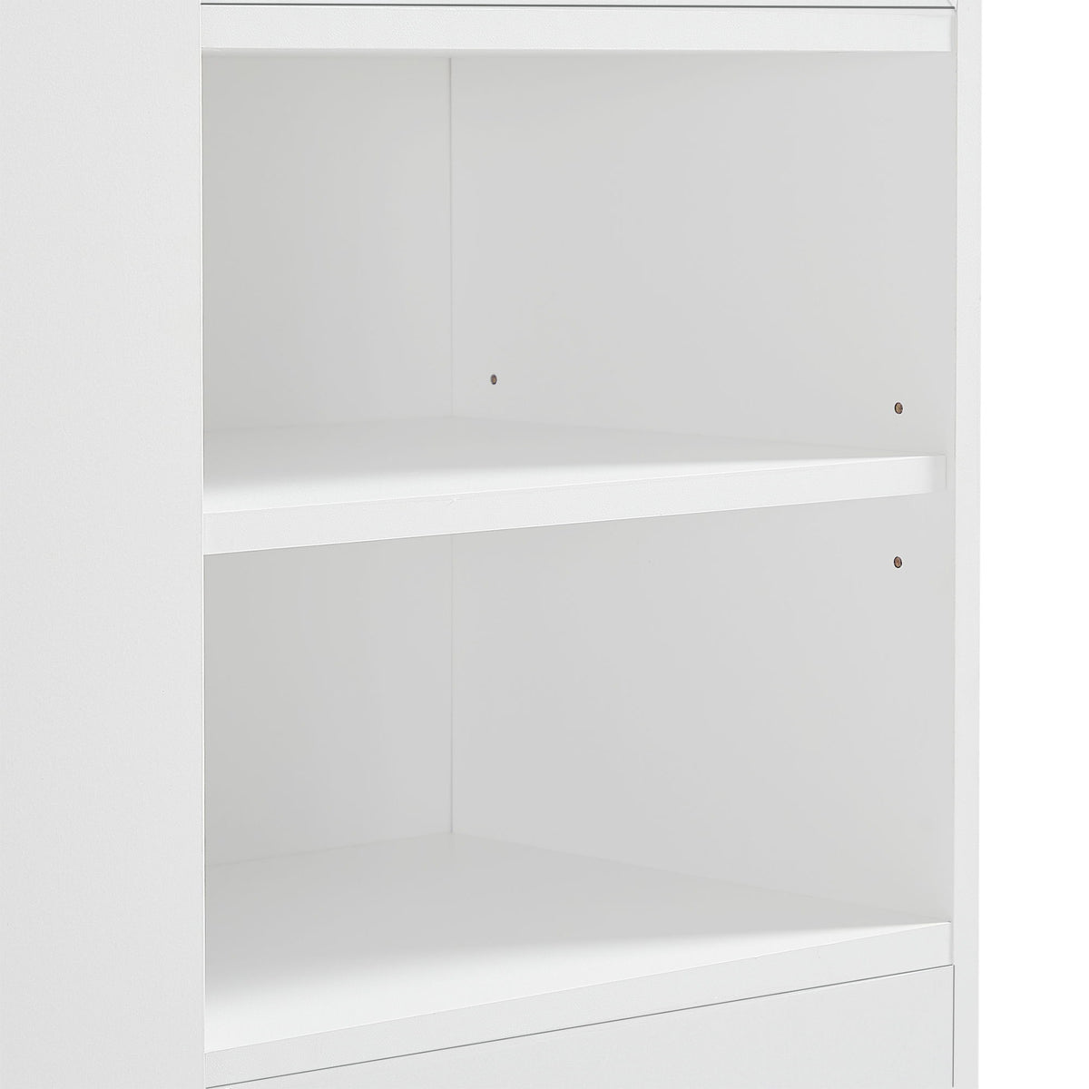 Tall Freestanding Bathroom Storage Cabinet With Adjustable Shelves And Side Hooks Board, Rectangle Design