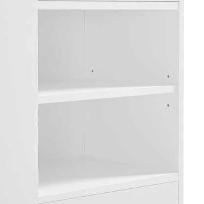 Tall Freestanding Bathroom Storage Cabinet With Adjustable Shelves And Side Hooks Board, Rectangle Design