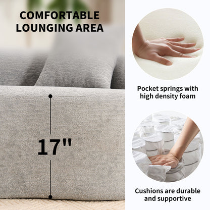 4 Seater Sofa With Fabric, 30D, 60 Hardness Full Sponge, 4 Pillow For Living Room, Home Furniture Sleeper Sectional Sofa For Apartment
