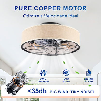 Lotus Bladeless Ceiling Fan With Remote Control For Living Room - Matte Black
