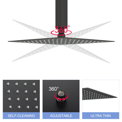 Modern 10" Square Rainfall Shower Head & Stainless Steel Wall Or Ceiling Mount Luxury Spa Shower Panel