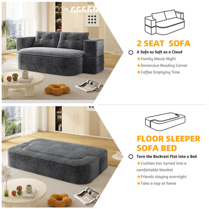 Convertible Floor Sofa Bed With Multi Functional Blanket