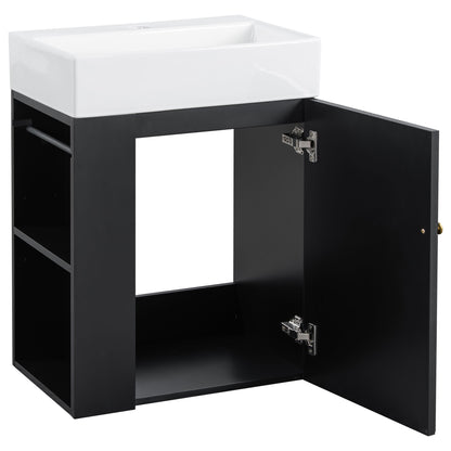Modern Bathroom Vanity With Sink, Diamond Pattern Doors