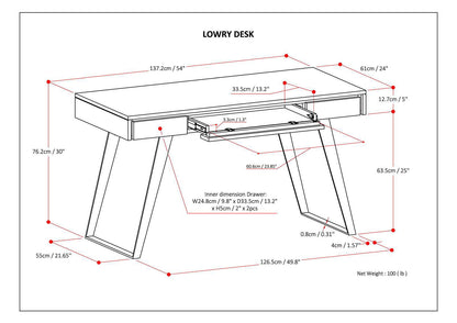 Lowry - Desk - Distressed Charcoal Brown