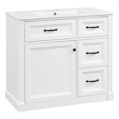 Modern Bathroom Vanity With Sink, 4 Drawers, Soft-Close Door, Adjustable Shelf