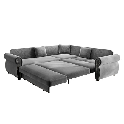 L-Shaped Sofa Couch With Pull-Out Bed