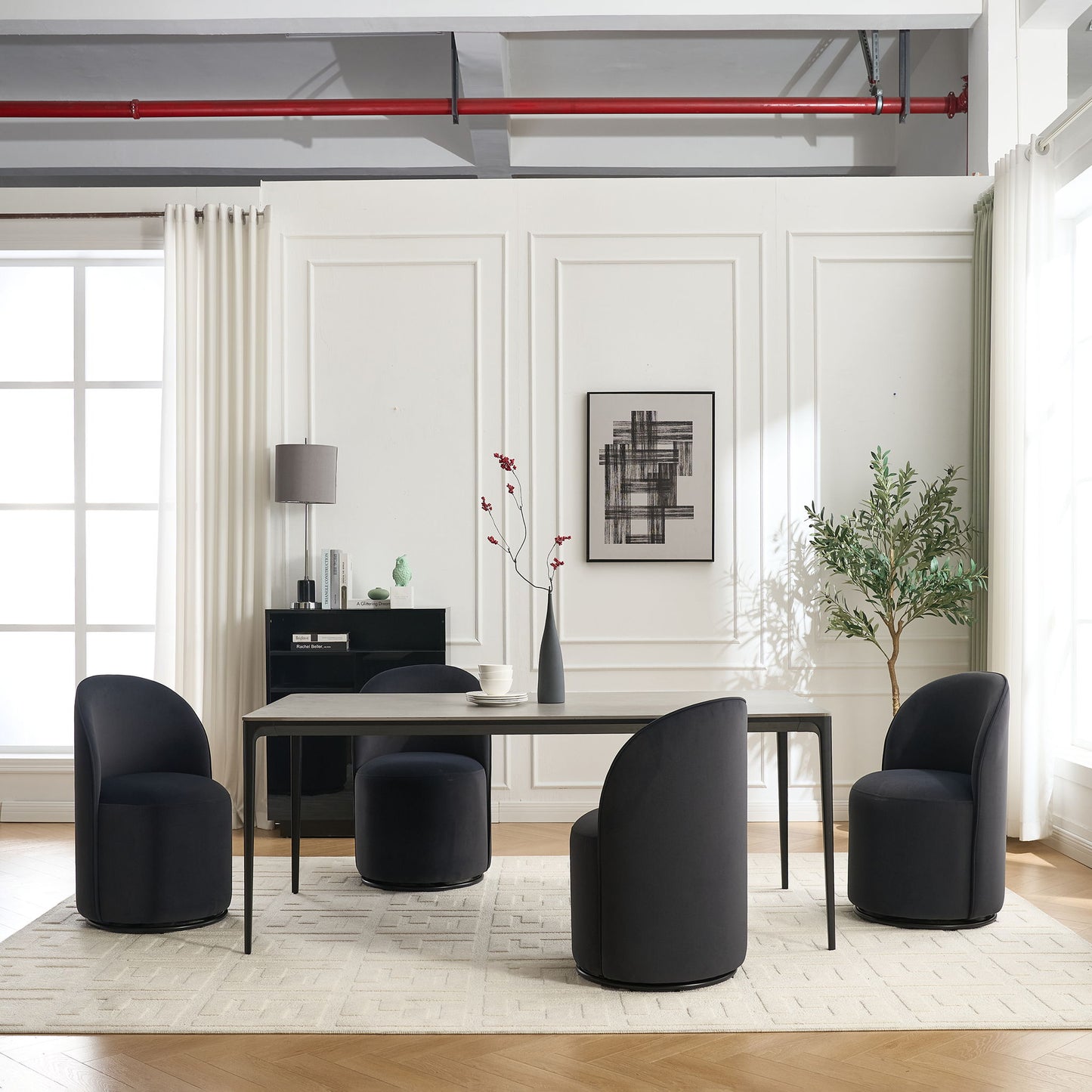 360 Degree Swivel Armless Dining Barrel Chair