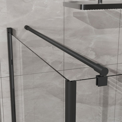 Corner Shower Enclosure, Frameless Pivot Door - Black