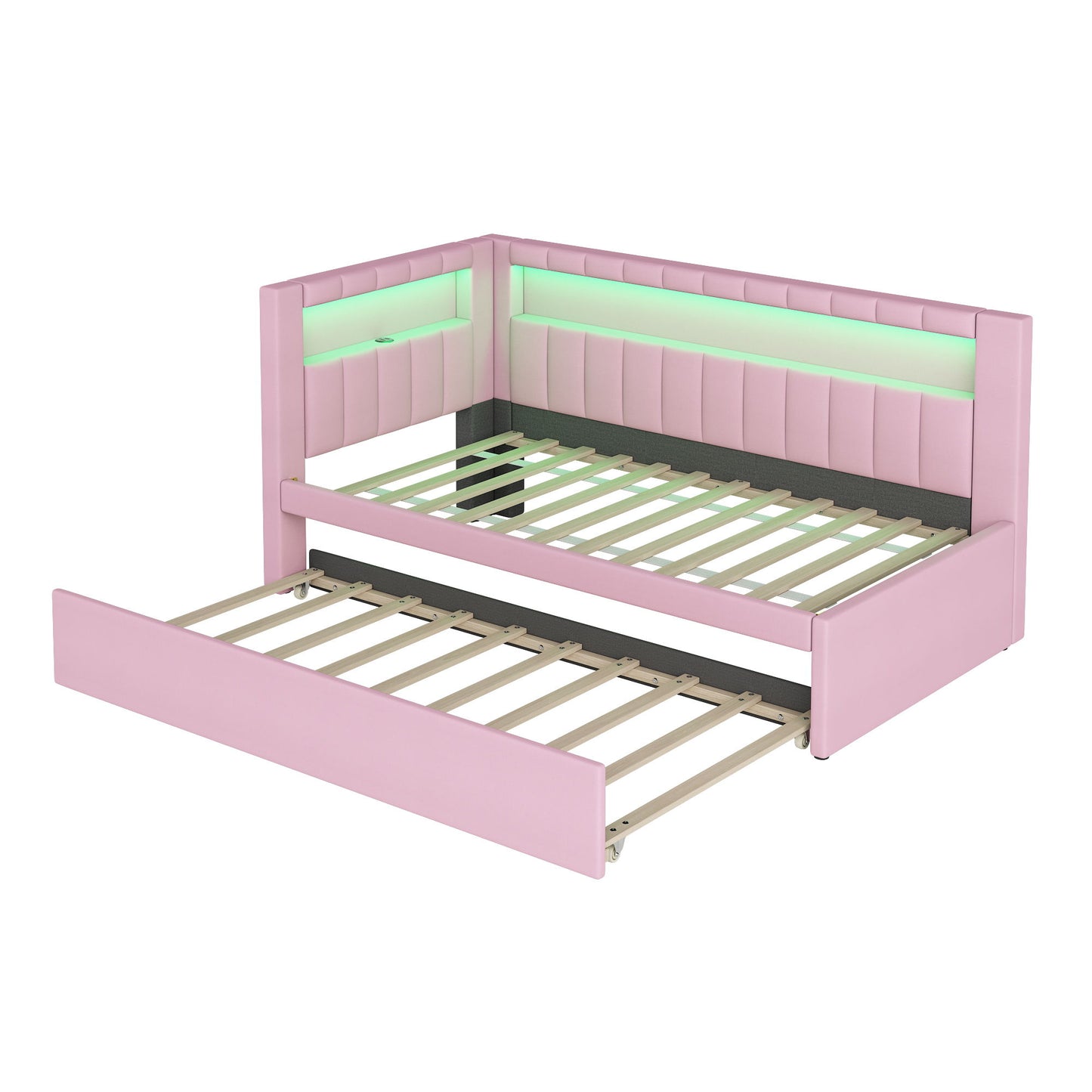 Upholstered Platform Bed With USB Ports And LED Belt