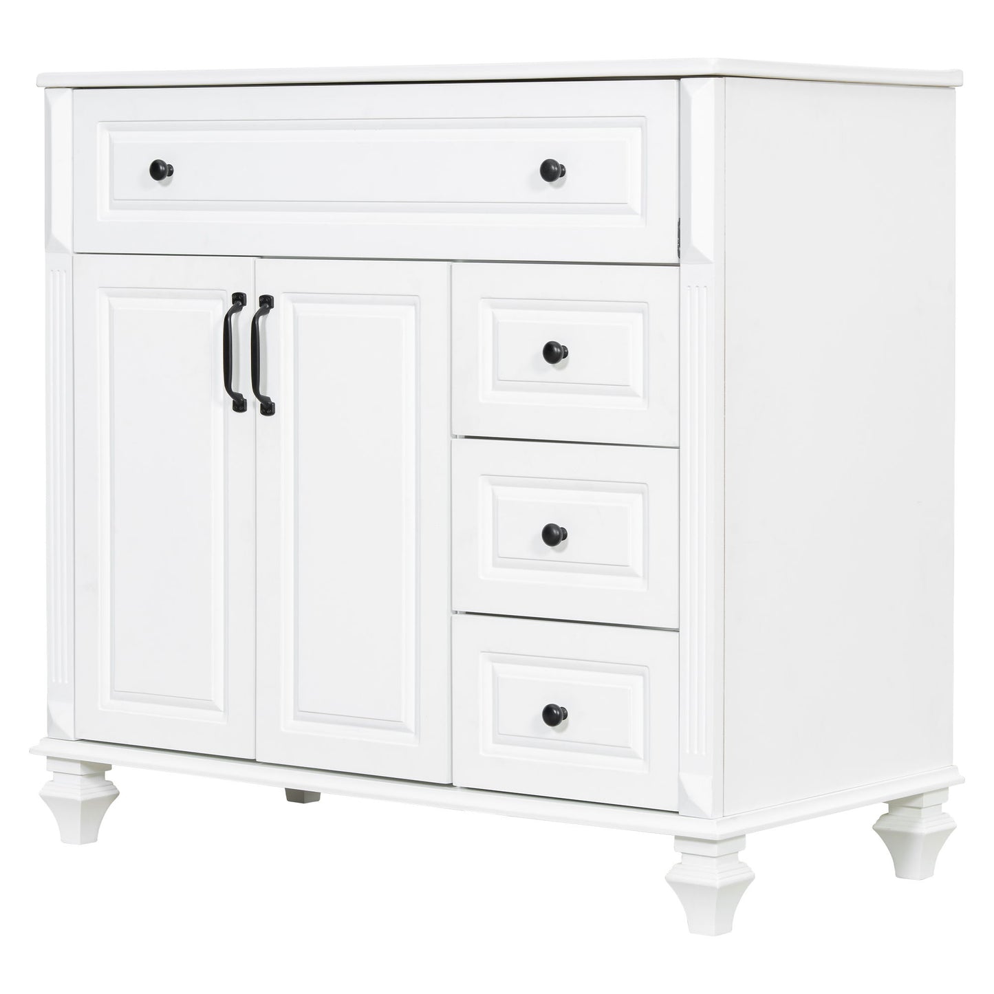 Modern Bathroom Vanity With Sink, 3 Drawers & 2 Doors