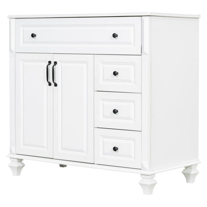 Modern Bathroom Vanity With Sink, 3 Drawers & 2 Doors