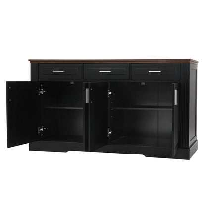 Fluted Sideboard Buffet Cabinet With 4 Doors And 3 Drawers