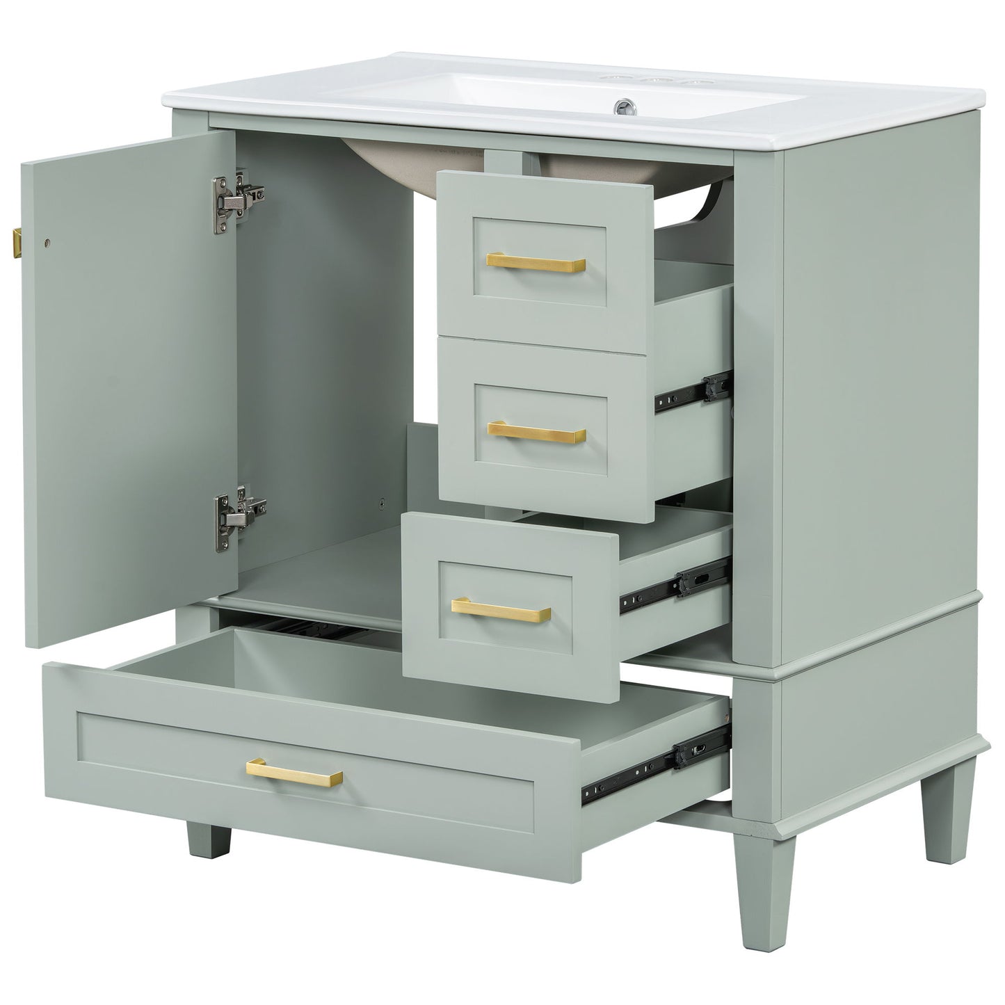 Bathroom Vanity, Modern Bathroom Cabinet With Sink Combo Set, Bathroom Storage Cabinet With A Soft Closing Door And 3 Drawers, Solid Wood Frame