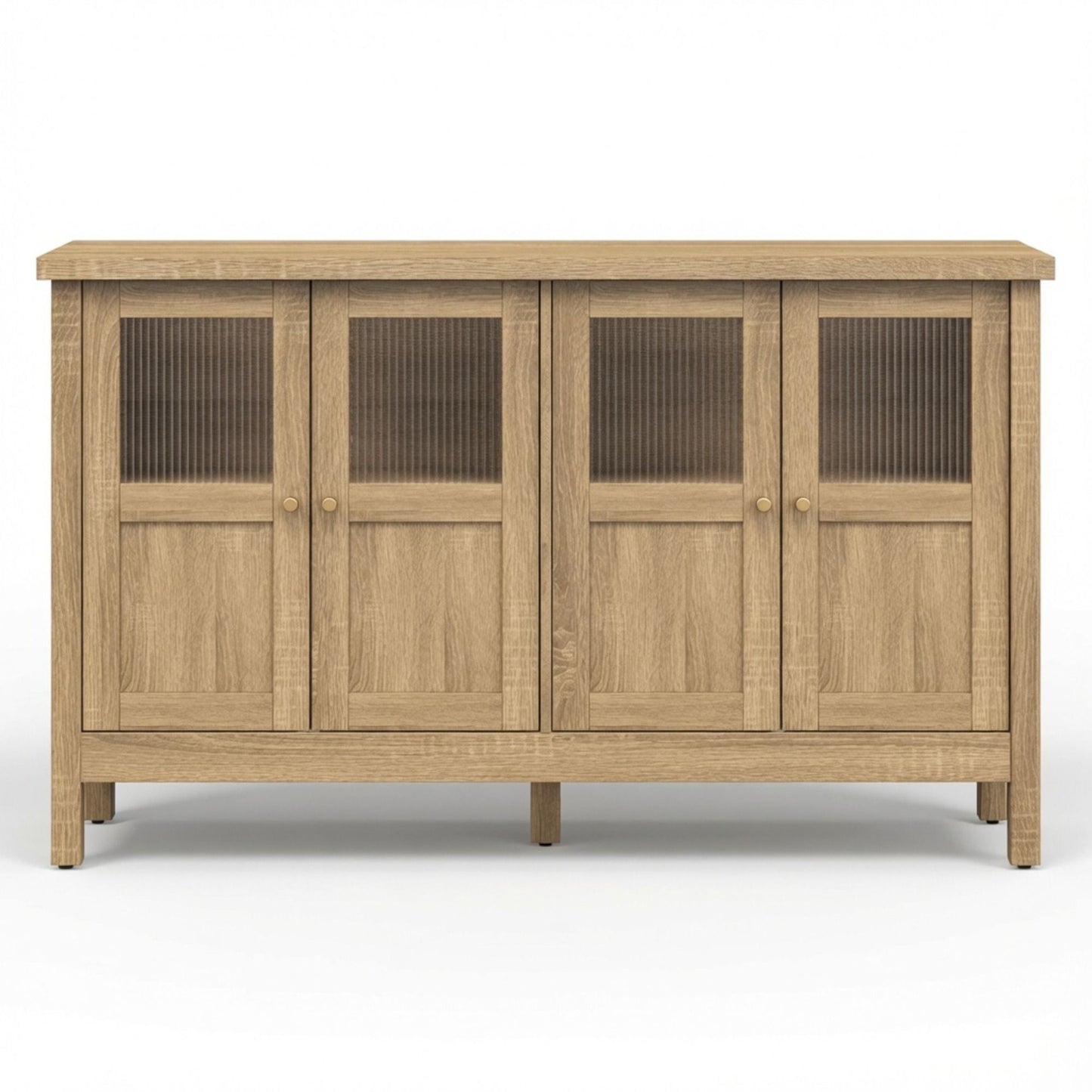 Buffet Cabinet With 4 Doors, Adjustable Shelves Handles - Natural