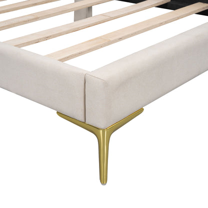 Upholstered Daybed With Headboard And Armrest, Support Legs