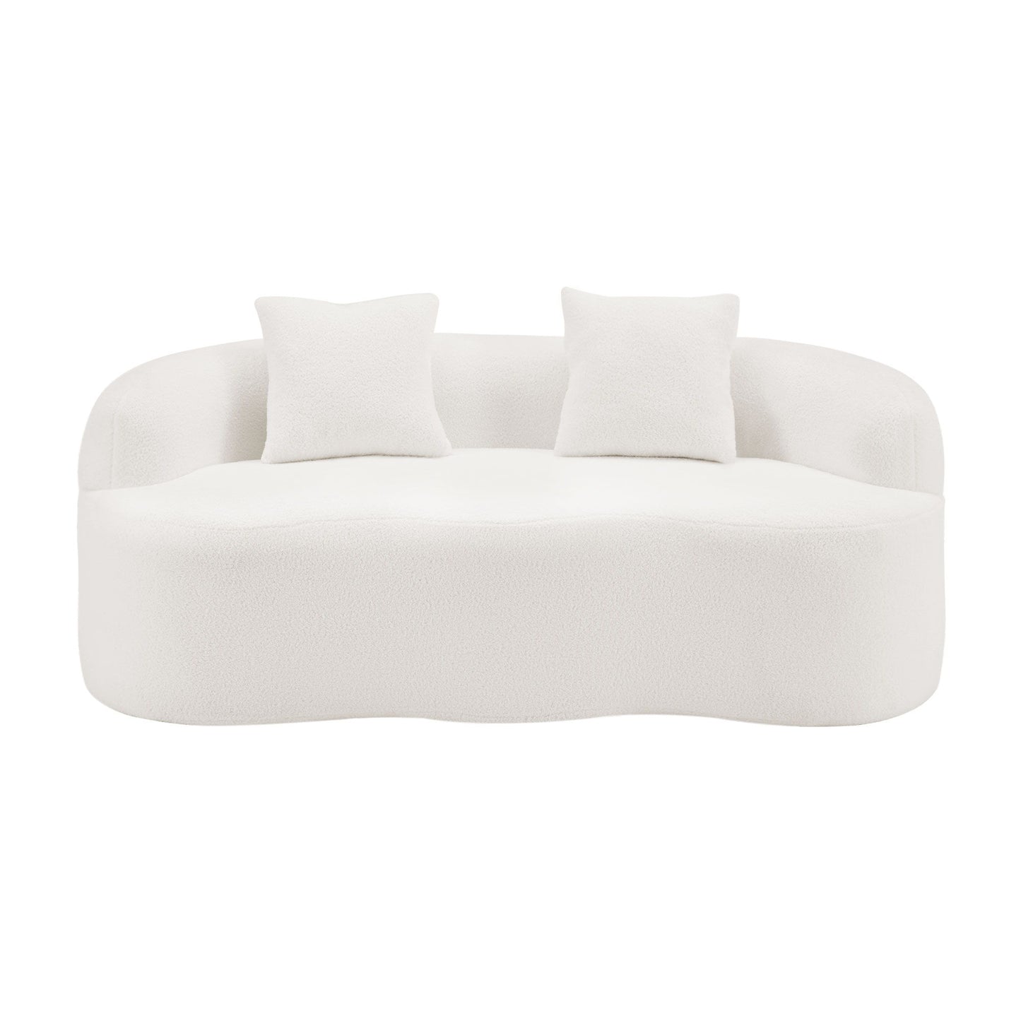 Curved Loveseat Sofa With Round Armrest