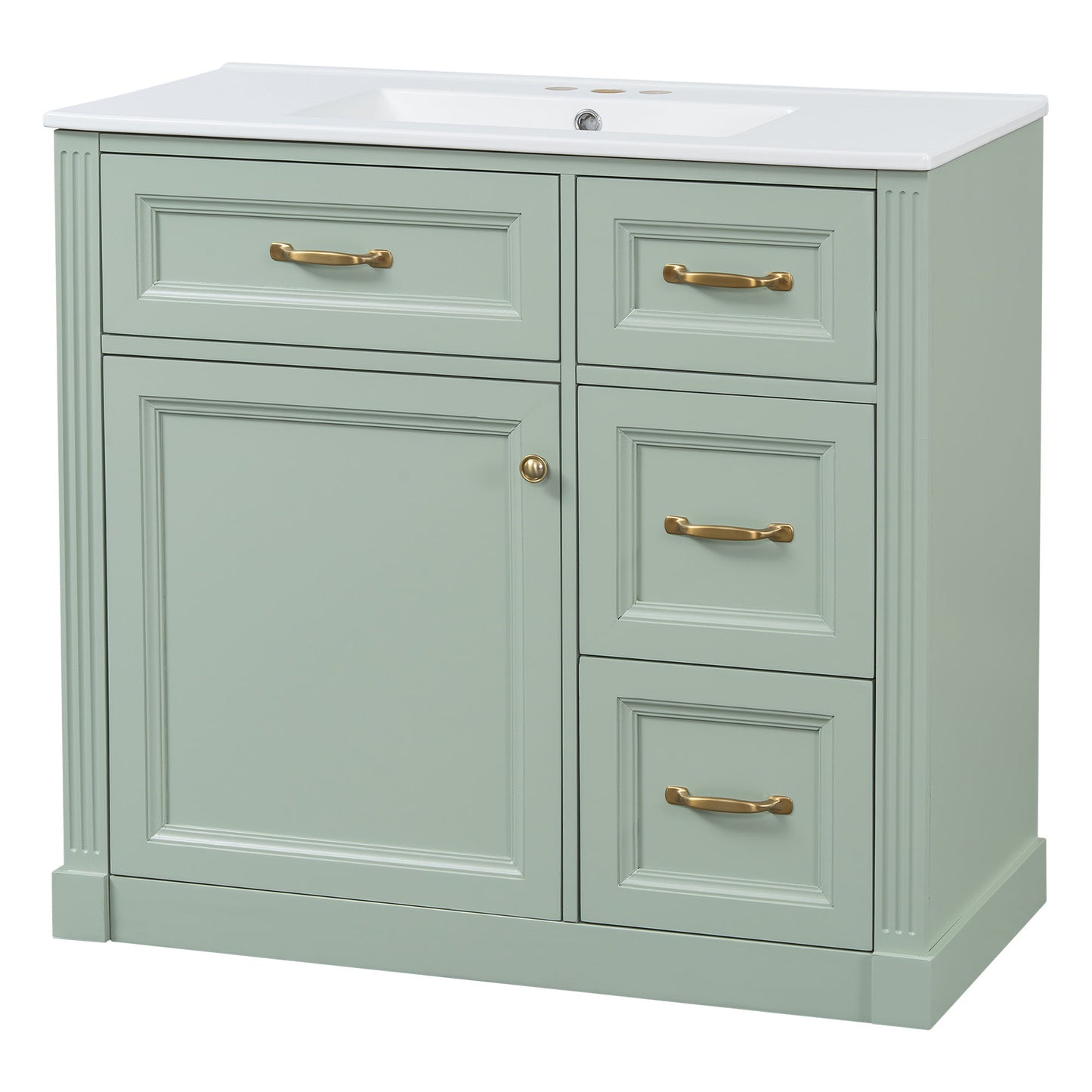Modern Bathroom Vanity With Sink, 4 Drawers, Soft-Close Door, Adjustable Shelf