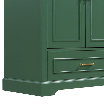 Bathroom Vanity With Sink, 1 Divided Drawer And 2 Soft Close Doors With Double Shelf