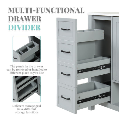 Bathroom Vanity With Sink Top, Bathroom Vanity Cabinet With 2 Doors And 2 Drawers, Open Shelf