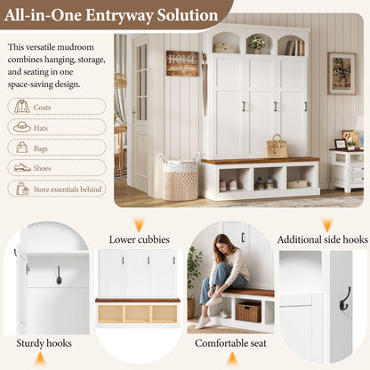 Classic Arched Design Hall Tree With 3 Hidden Storage