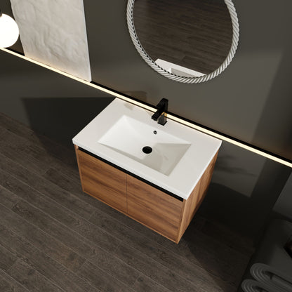 Bathroom Vanity Set With Resin Countertop Sink And 2 Doors, Engineered Wood