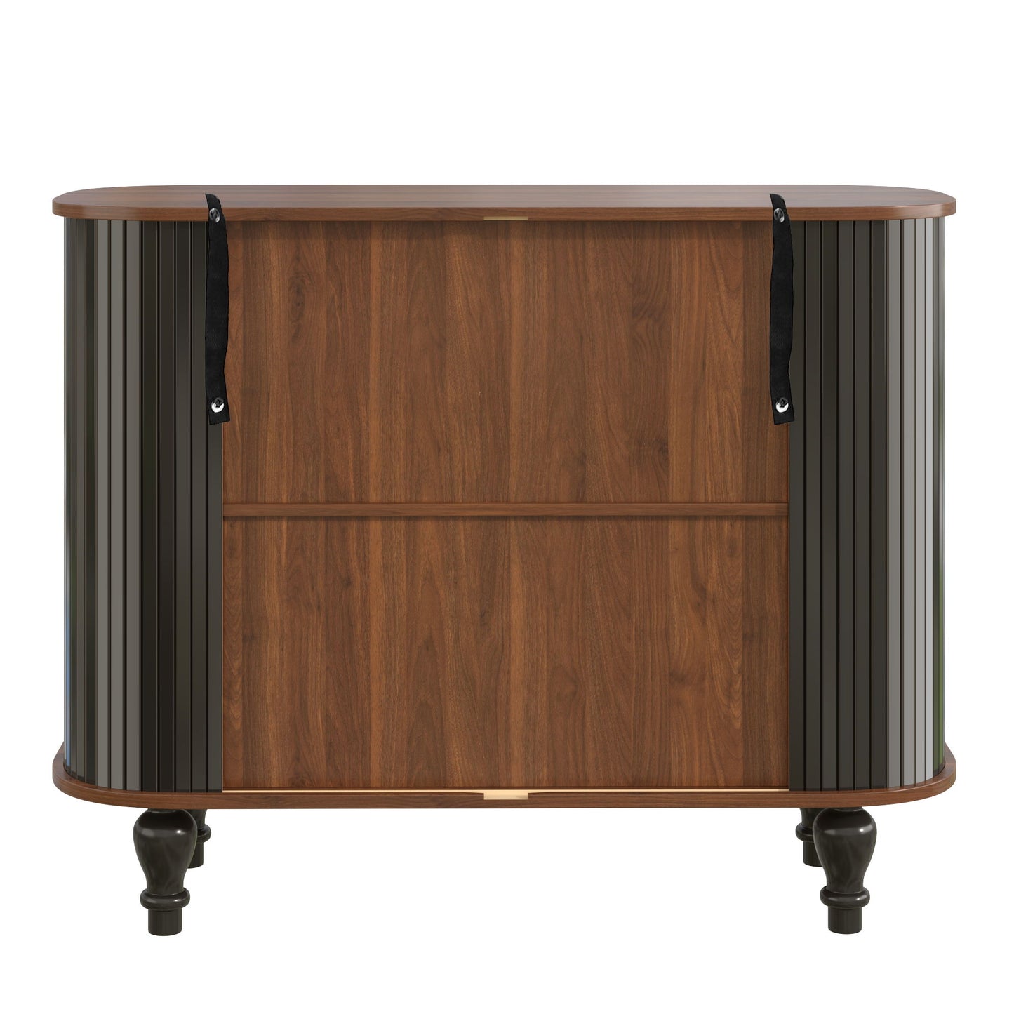 Fluted Liquor & Coffee Bar Cabinet With 6 Wine Racks And 3 Glass Holders