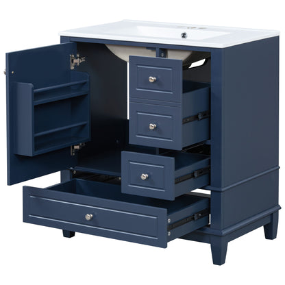 Freestanding Bathroom Vanity With Sink, Soft Close Door, 3 Drawers