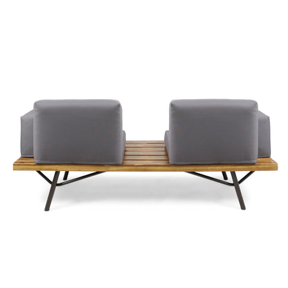 Outdoor Sofa With Cushions And Iron Legs - Dark Gray